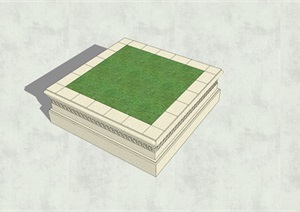 四方处理方形树池SU(草图大师)模型