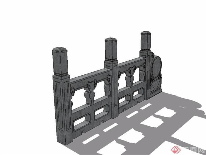 中式石栏杆设计su模型