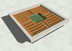 条格式方形树池SU(草图大师)模型