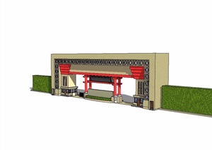 新中式入口独特大门SU(草图大师)模型