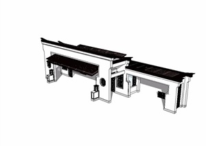 中式入口详细大门素材设计SU(草图大师)模型