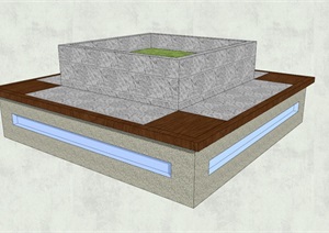 四色方形树池SU(草图大师)模型