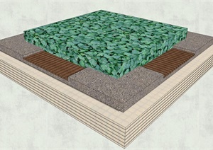线条装饰方形树池SU(草图大师)模型