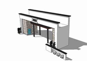 中式入口大门素材设计SU(草图大师)模型