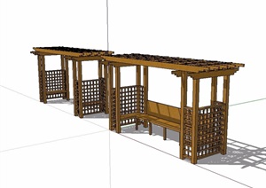 东南亚全木质廊架设计SU(草图大师)模型
