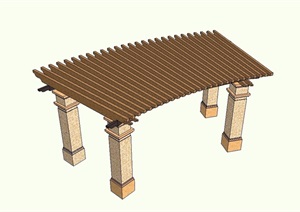 欧式独特的木质廊架SU(草图大师)模型
