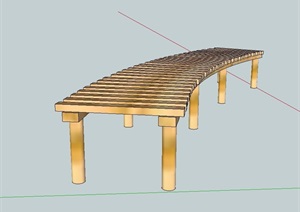 传统中式详细的木廊架SU(草图大师)模型
