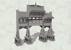 古建牌坊建筑设计SU(草图大师)模型
