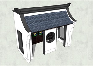 中式风格大门建筑设计SU(草图大师)模型