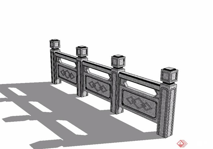 中式风格石栏杆详细su模型[原创]