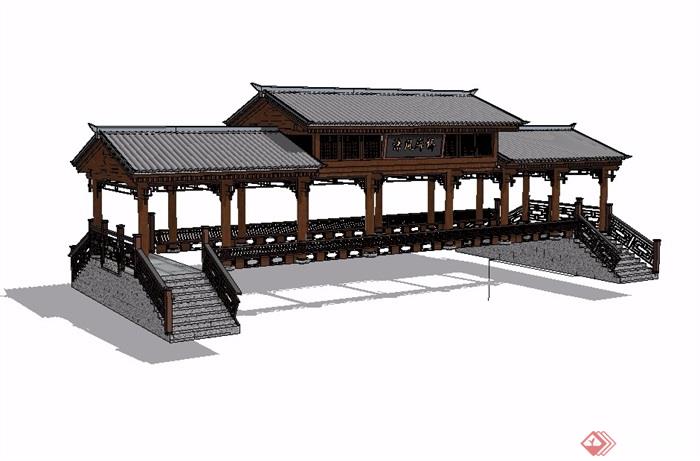 中式廊架亭设计su模型