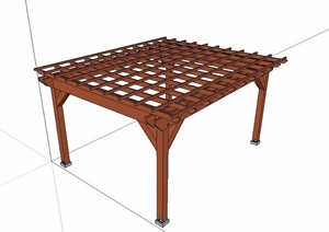 木质详细传统廊架SU(草图大师)模型