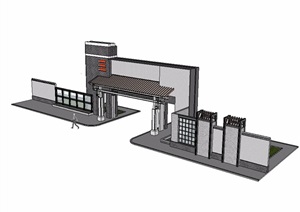 某中式入口大门详细设计SU(草图大师)模型