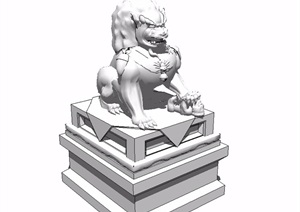 古典中式石狮子雕塑小品SU(草图大师)模型