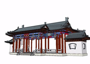 古典中式大门建筑素材SU(草图大师)模型