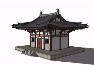 古典中式风格详细完整的旅游建筑SU(草图大师)模型