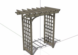 小型木质廊架素材SU(草图大师)模型