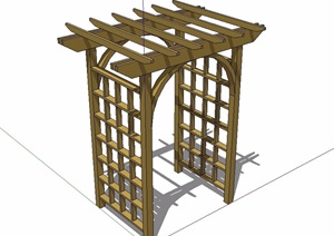 小型全木质廊架设计SU(草图大师)模型