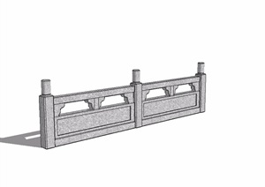 中式护河石栏杆设计SU(草图大师)模型