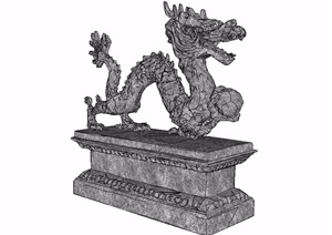 古典中式龙雕塑小品素材SU(草图大师)模型
