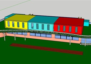 幼儿园详细的多层建筑SU(草图大师)模型