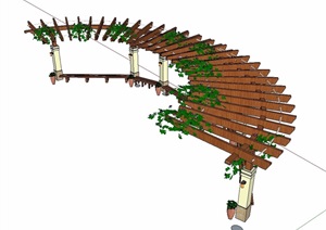 欧式弧形木质廊架SU(草图大师)模型
