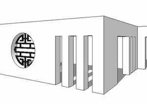 新中式景墙素材SU(草图大师)模型