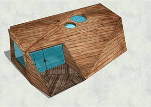 异形房顶、墙面小木屋设计SU(草图大师)模型