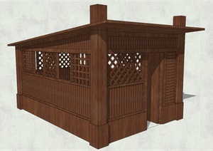 平面斜坡屋顶小木屋设计SU(草图大师)模型