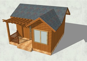 现代风格中式小木屋设计SU(草图大师)模型