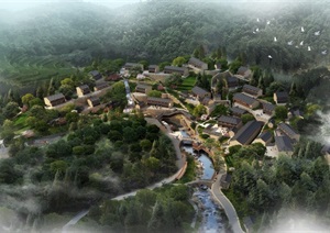 某现代中式风格农村村庄设计psd效果图