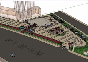 现代风格商业广场景观规划设计SU(草图大师)模型
