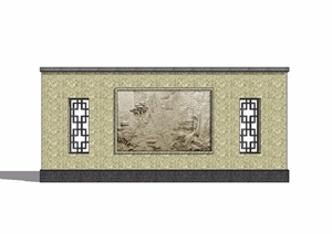 中式景墙完整详细SU(草图大师)模型