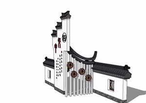 徽派中式景墙素材SU(草图大师)模型