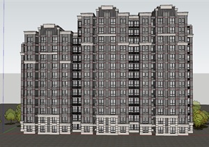 现代详细完整的住宅小区楼设计SU(草图大师)模型