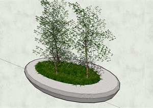 现代椭圆异形树池SU(草图大师)模型