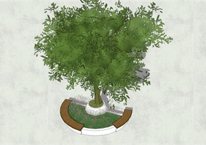 现代风格圆形树池SU(草图大师)模型