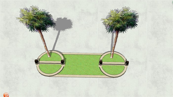 园林景观圆形树池设计SU模型