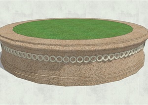 圆形树池及坐凳SU(草图大师)模型