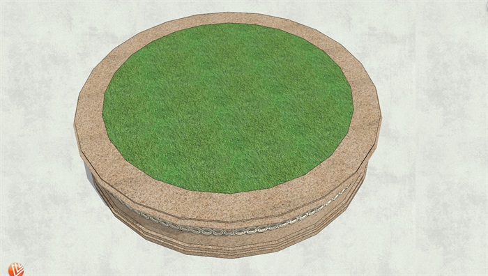圆形树池及坐凳SU模型