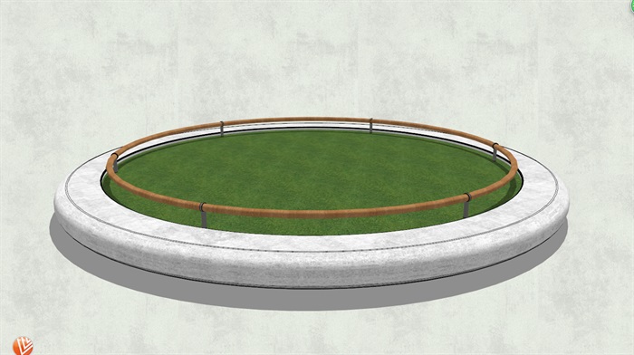 现代简单的圆形树池SU模型