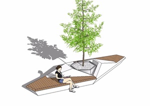 树池及坐凳设计SU(草图大师)模型