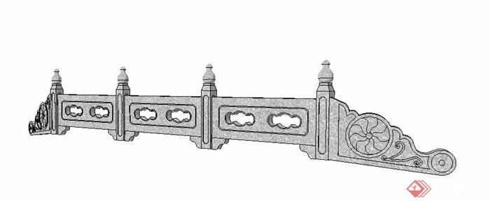 中式石材护栏栏杆设计su模型
