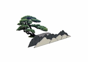 现代景观石头设计SU(草图大师)模型