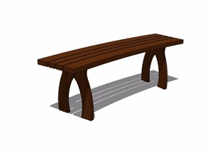 条形木质坐凳设计SU(草图大师)模型