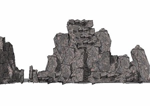 石堆景石素材SU(草图大师)模型