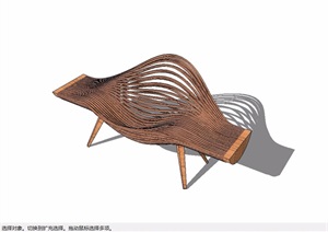 异形防腐木详细的坐凳设计SU(草图大师)模型