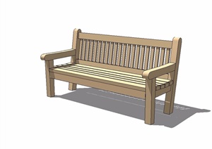 防腐木条形座椅设计SU(草图大师)模型