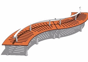 曲线坐凳景凳设计SU(草图大师)模型