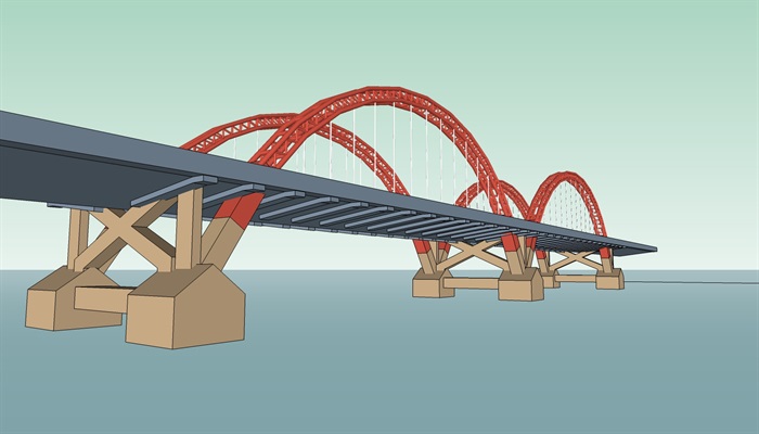 双红过江桥建筑su模型